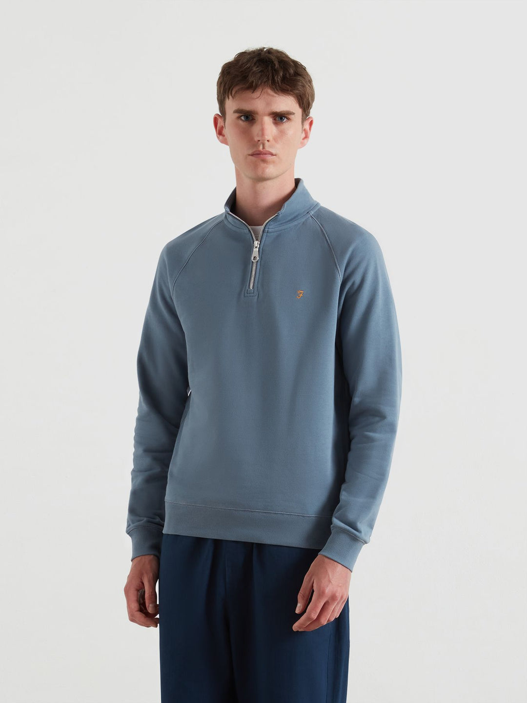 Farah Jim 1/4 Zip Sweatshirt Chalk Blue