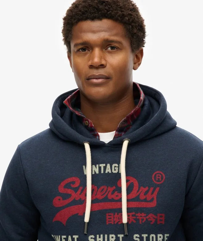 Superdry Vintage Logo Heritage Relaxed Hoodie Navy image 1