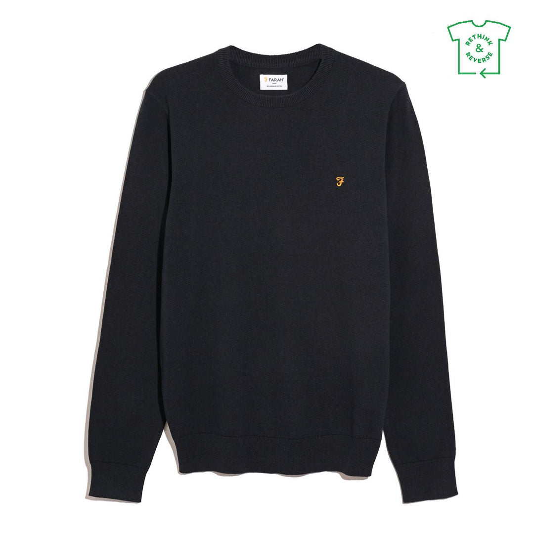 Far Mullen Cotton Crew Neck Sweater True Navy