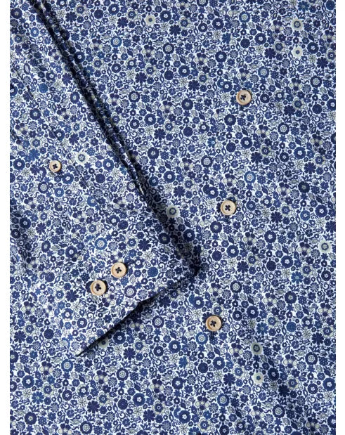 Remus Uomo Dark Blue Seville Long Sleeve Semi-Formal Shirt image 3