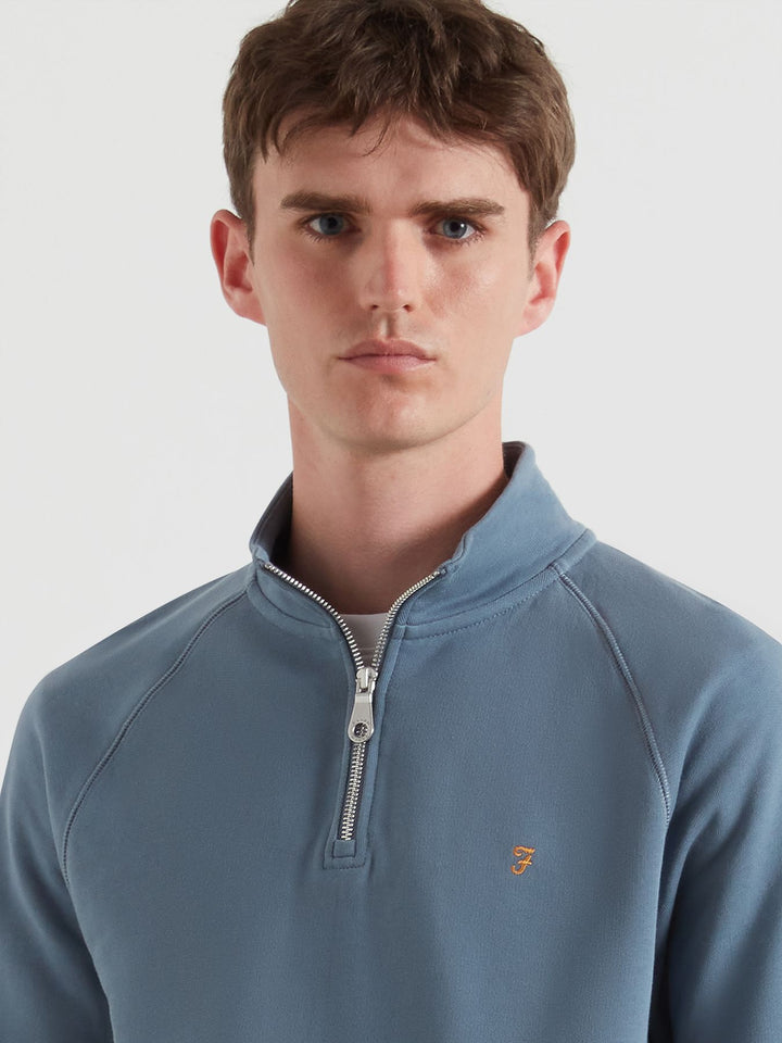 Farah Jim 1/4 Zip Sweatshirt Chalk Blue