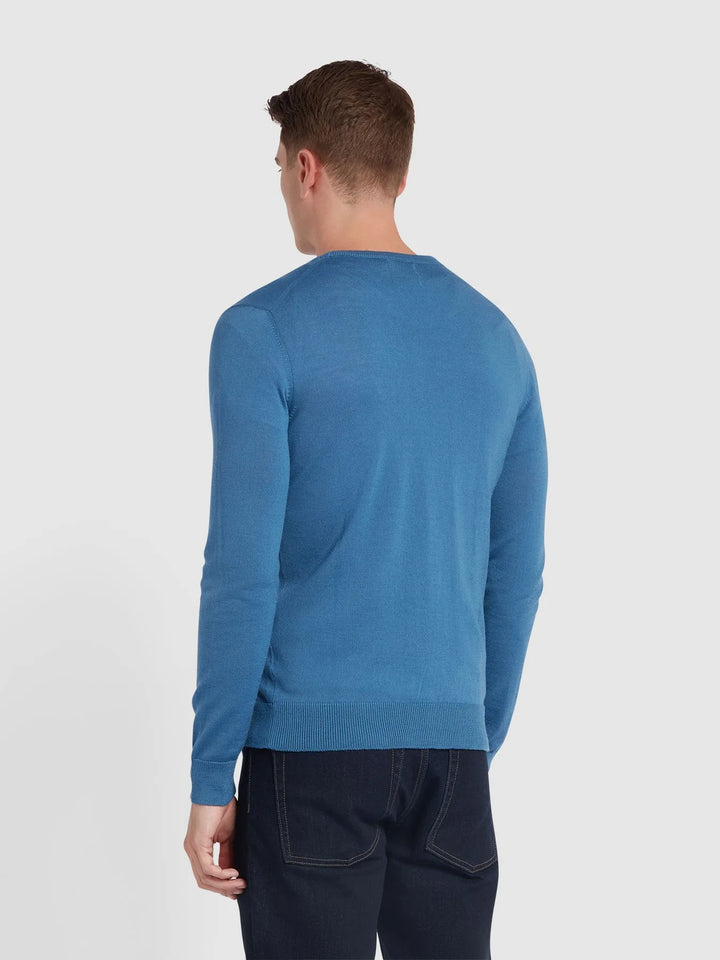 Farah Mullen Crew Neck Sweater Para Blue
