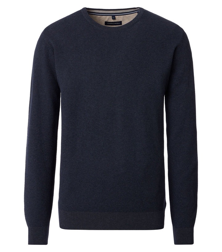 Casa Moda Cotton Navy Crew Neck