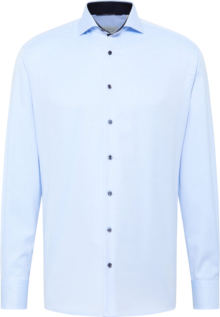 Eterna Plain Opaque Cover Shirt Blue