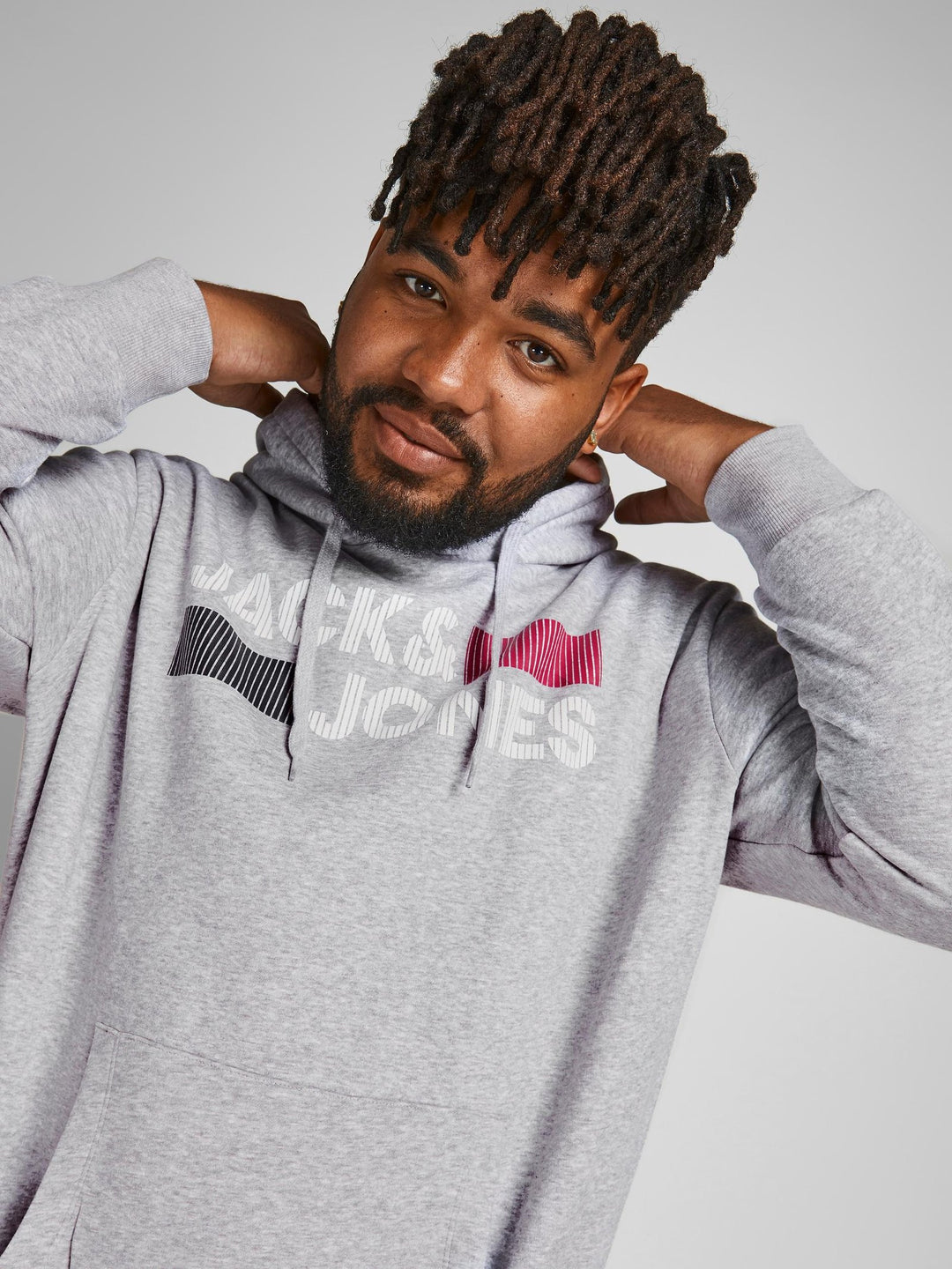 Jack & Jones Logo Hoodie Light Grey 3XL-5XL