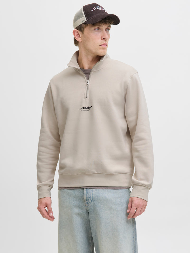 Jack & Jones 1/2 Zip Sweatshirt Beige/Moonbeam
