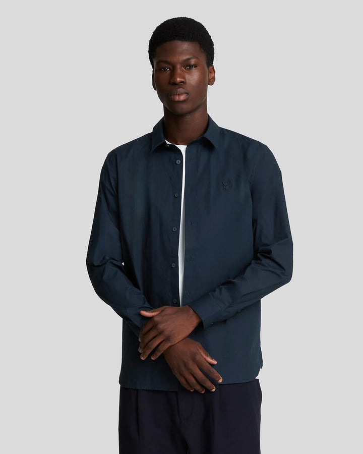 Lyle & Scott Tonal Easy Care Poplin Shirt Navy