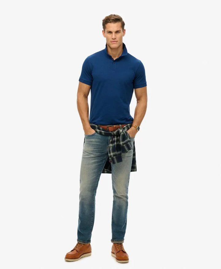 Superdry City Pique Polo Pilot Mid Blue