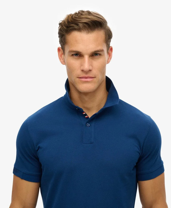 Superdry City Pique Polo Pilot Mid Blue