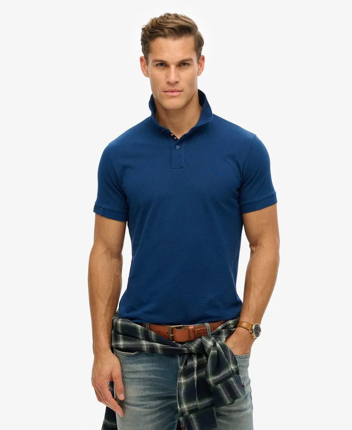 Superdry City Pique Polo Pilot Mid Blue
