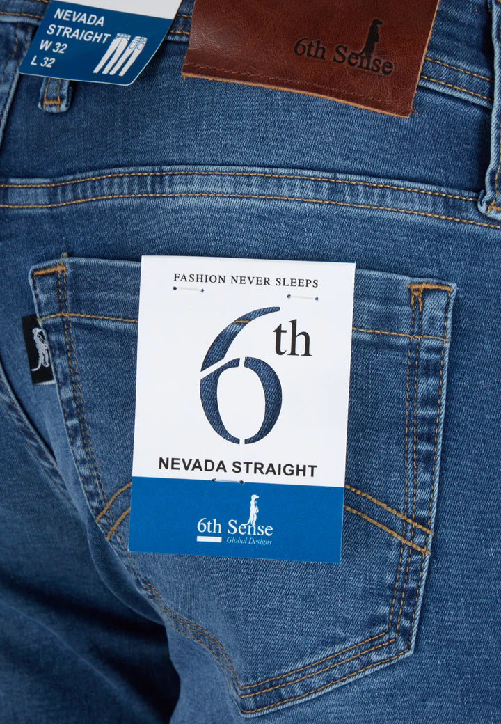 6th Sense Nevada Straight Leg Jeans Light Wash