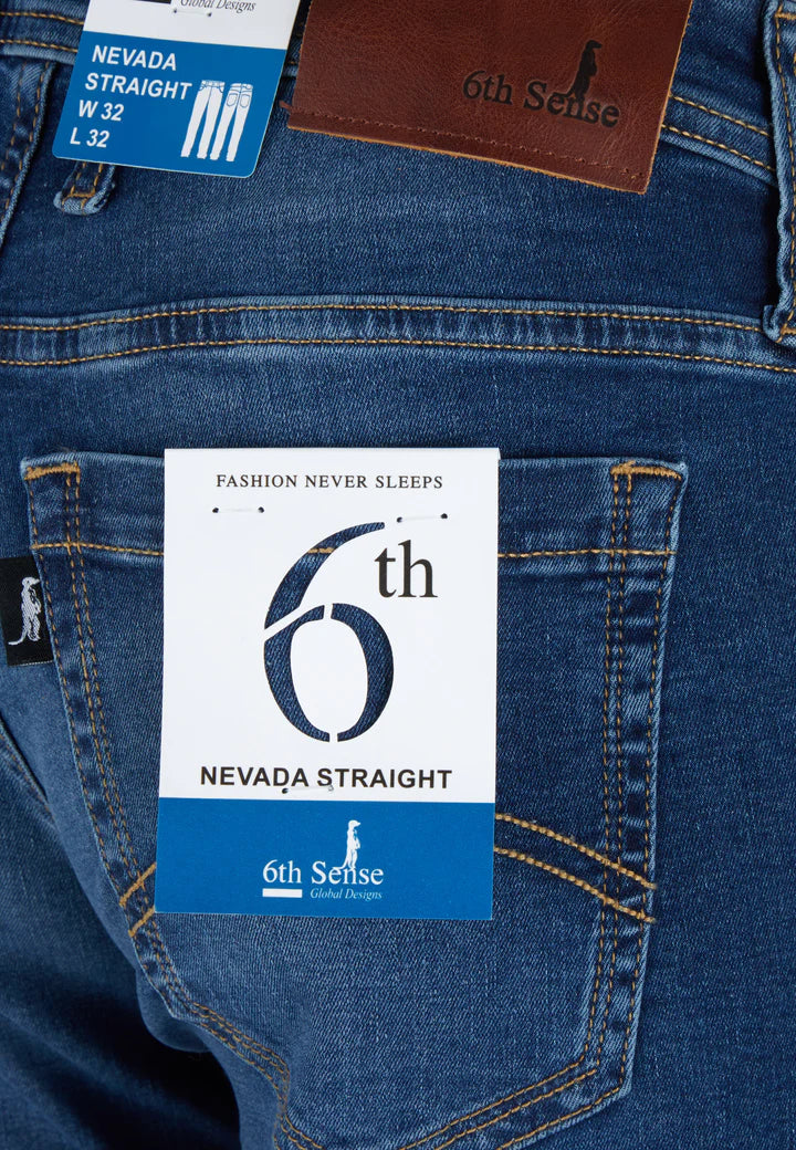 6th Sense Nevada Straight Leg Jeans Mid Wash