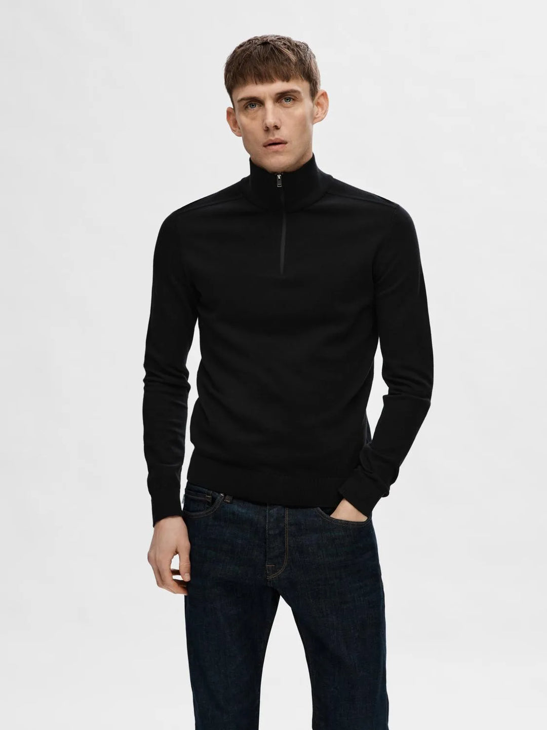 Selected Homme Berg 1/2 Zip Black