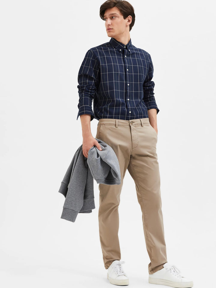 Selected Homme New Miles Slim Fit Chino Greige