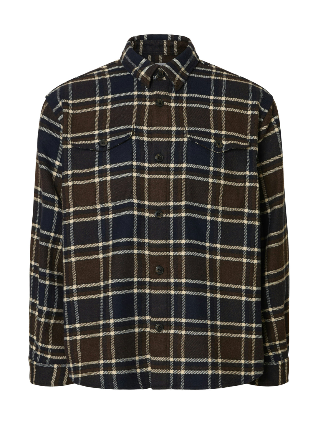 Selected Homme Pablo Wool Blend Overshirt Dark Brown Melange