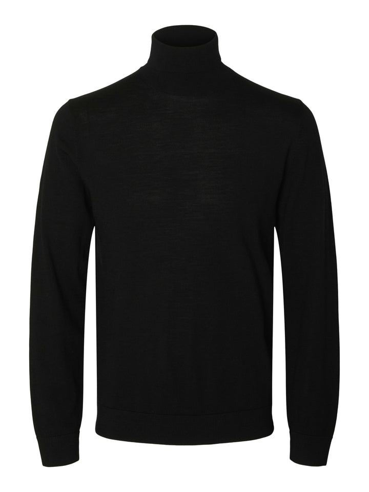 Selected Homme Merino Wool Roll Neck Black