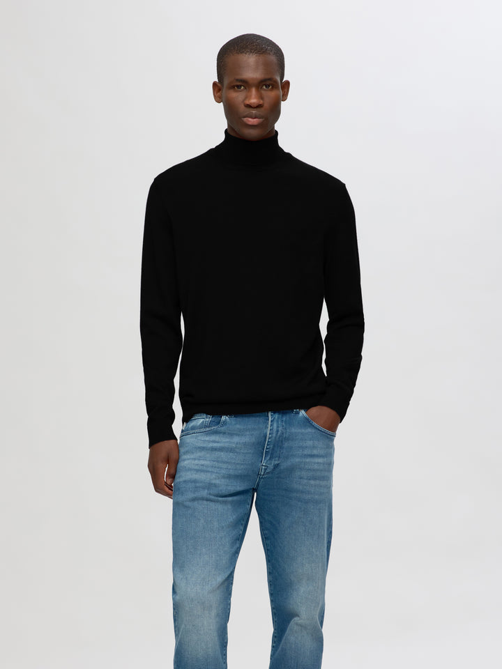 Selected Homme Merino Wool Roll Neck Black