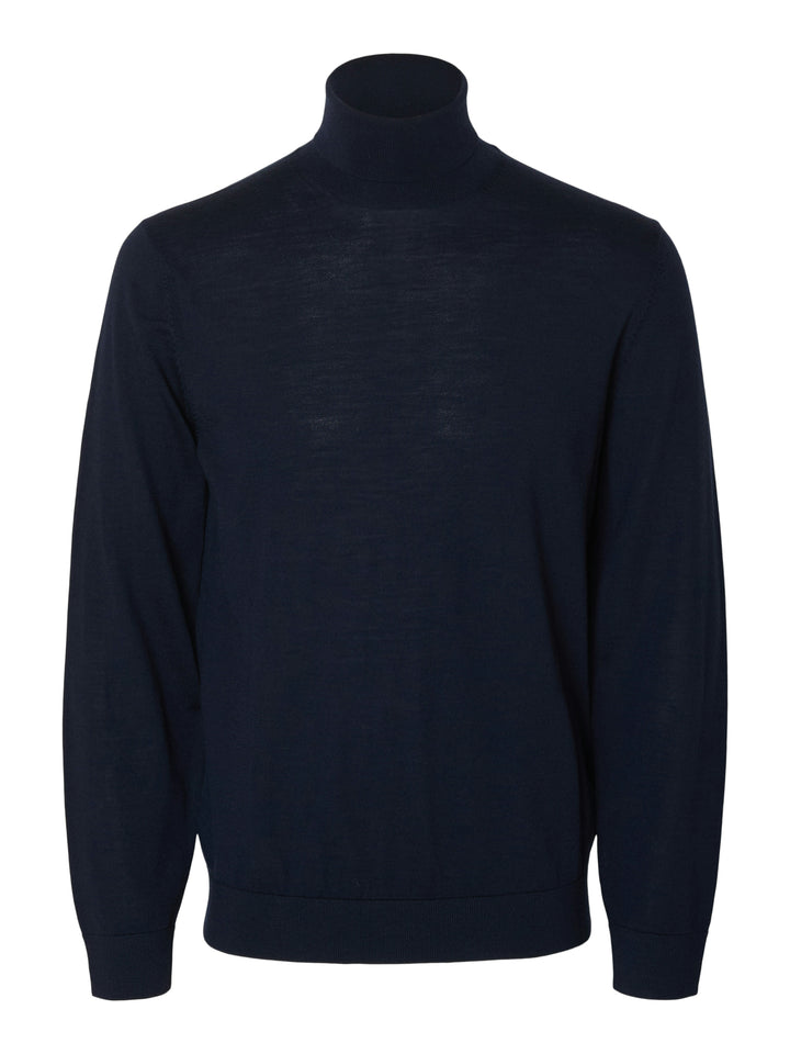 Selected Homme Merino Wool Roll Neck Navy