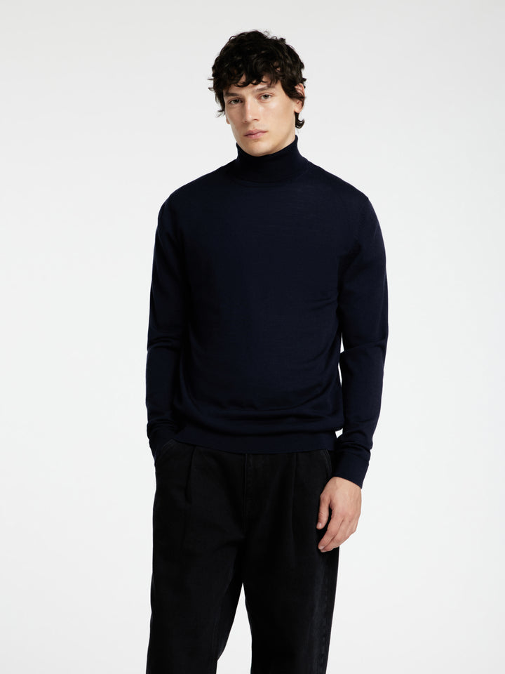 Selected Homme Merino Wool Roll Neck Navy