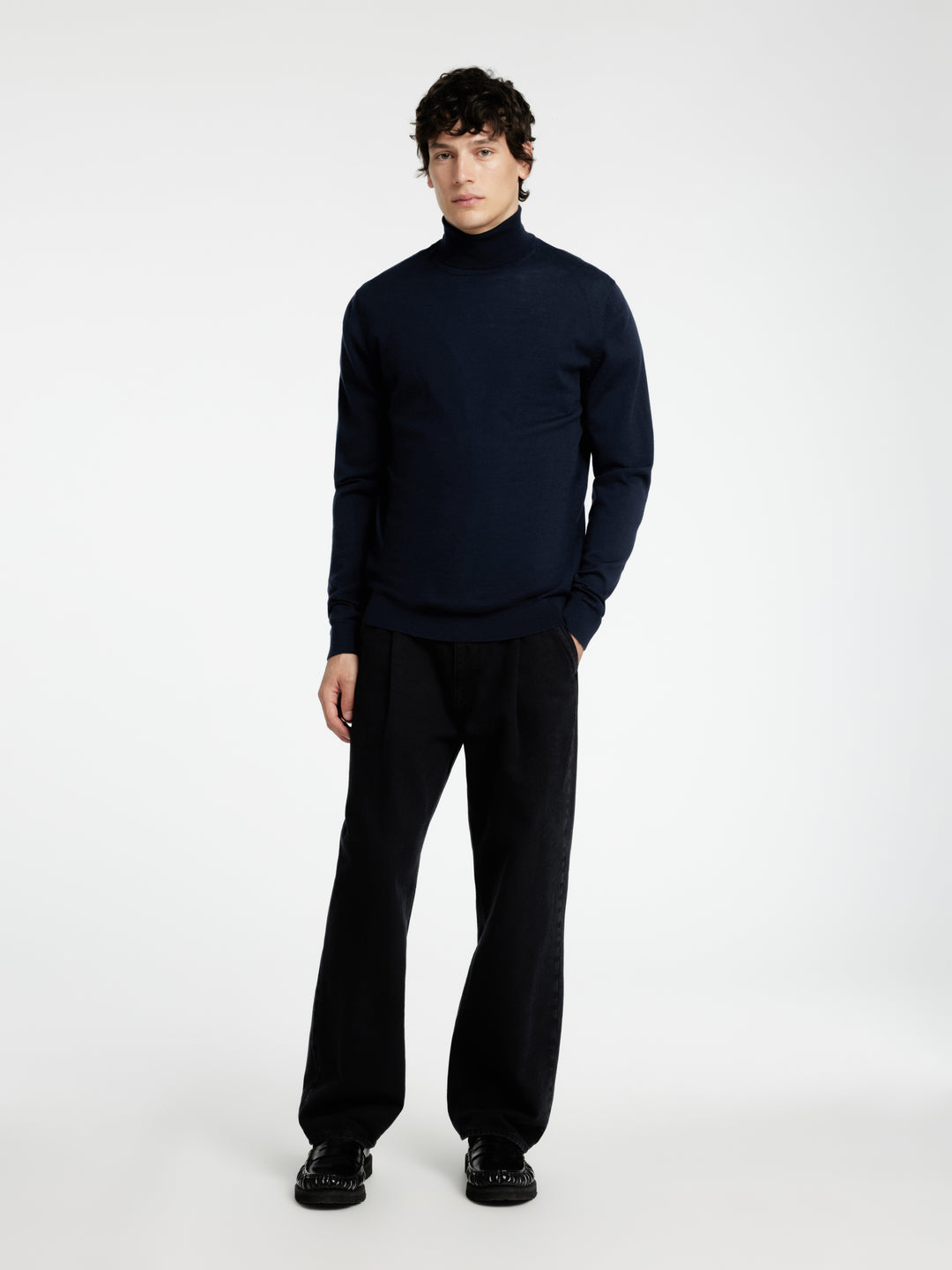 Selected Homme Merino Wool Roll Neck Navy