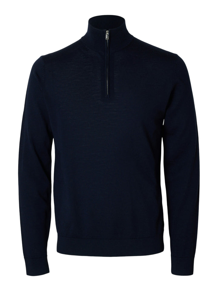 Selected Homme Merino Wool 1/2 Zip Jumper Navy