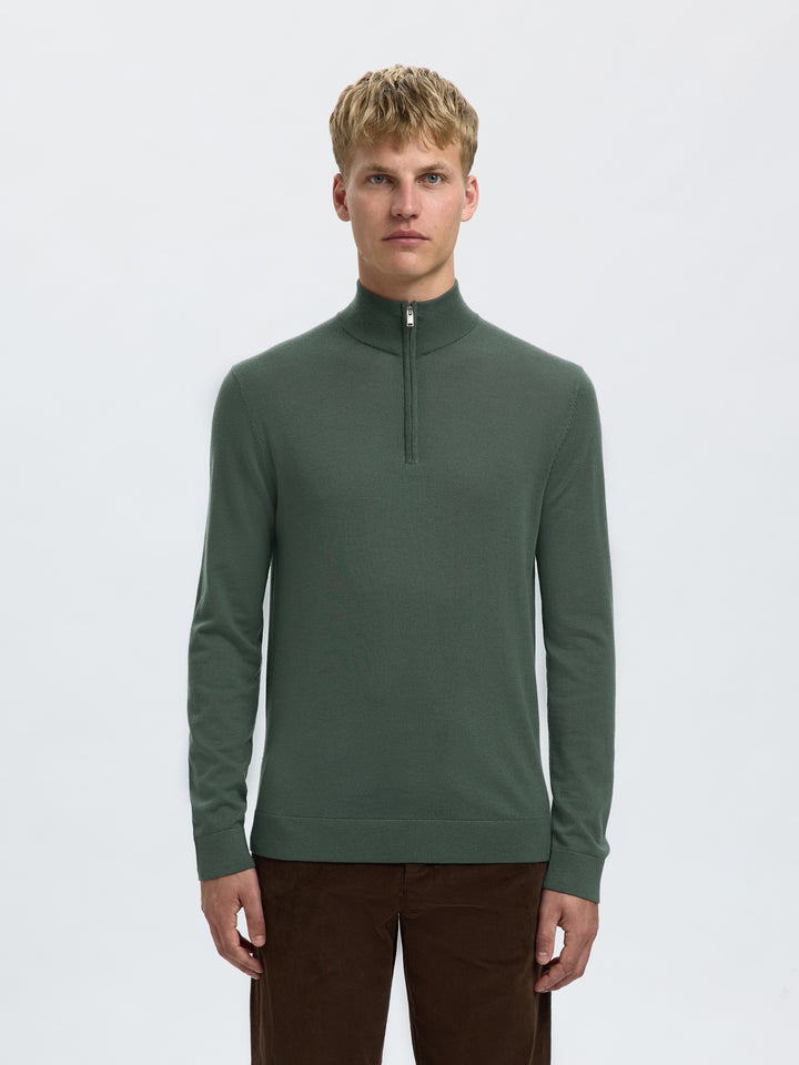 Selected Homme Merino Wool 1/2 Zip Jumper Deep Forest