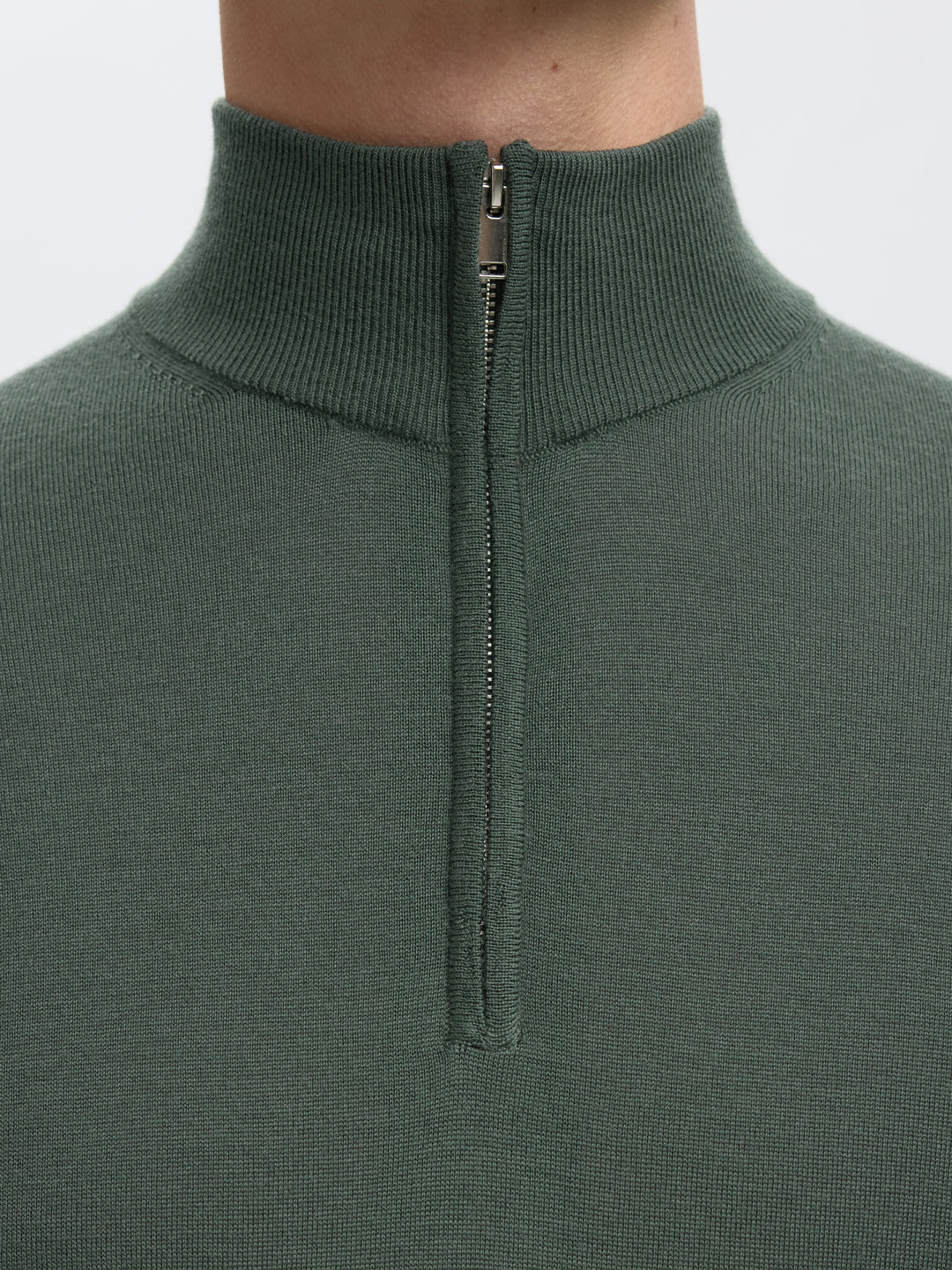 Selected Homme Merino Wool 1/2 Zip Jumper Deep Forest