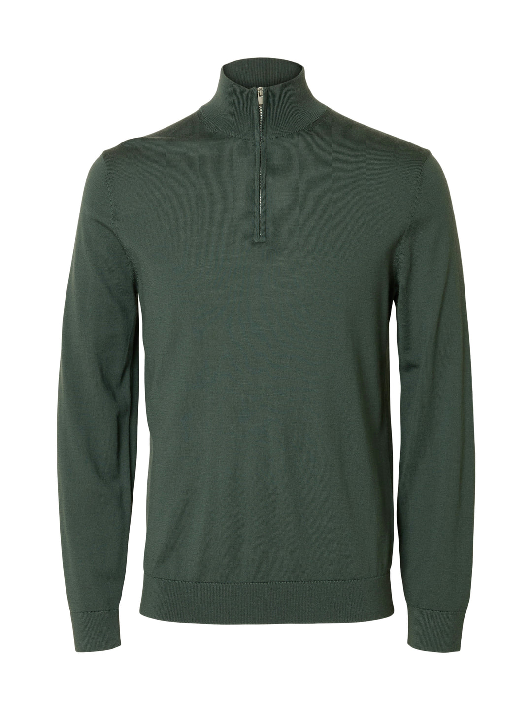 Selected Homme Merino Wool 1/2 Zip Jumper Deep Forest