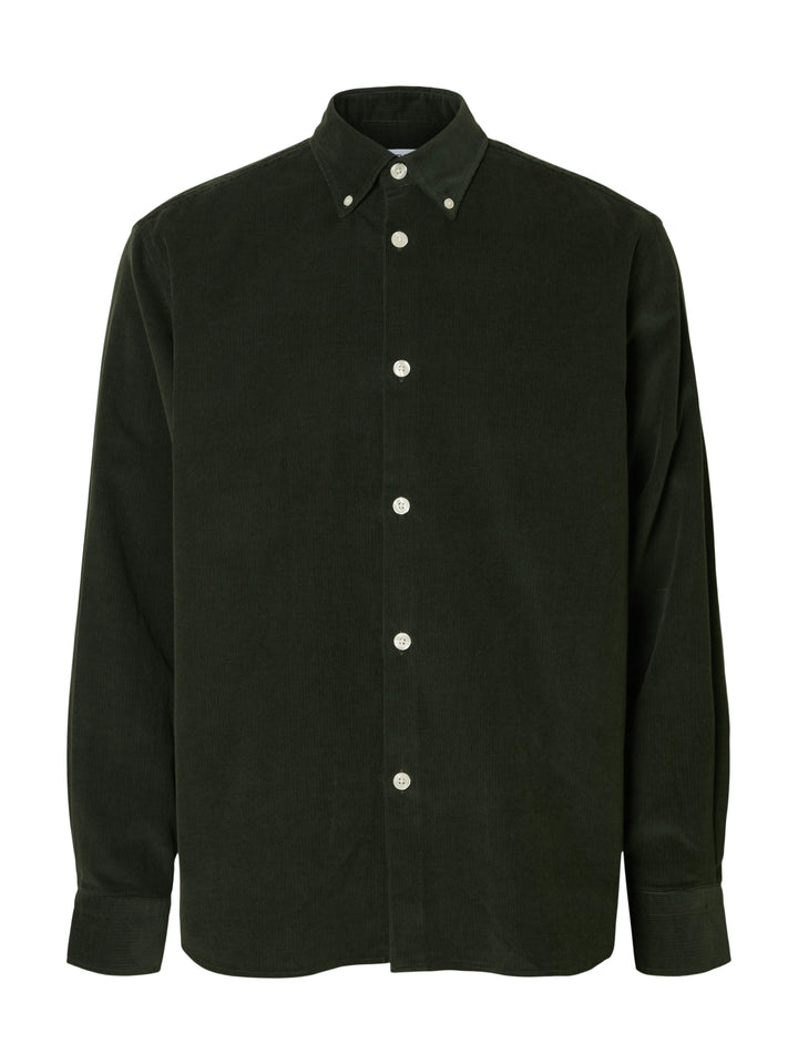 Selected Homme Cord Cotton Shirt Deep Forest