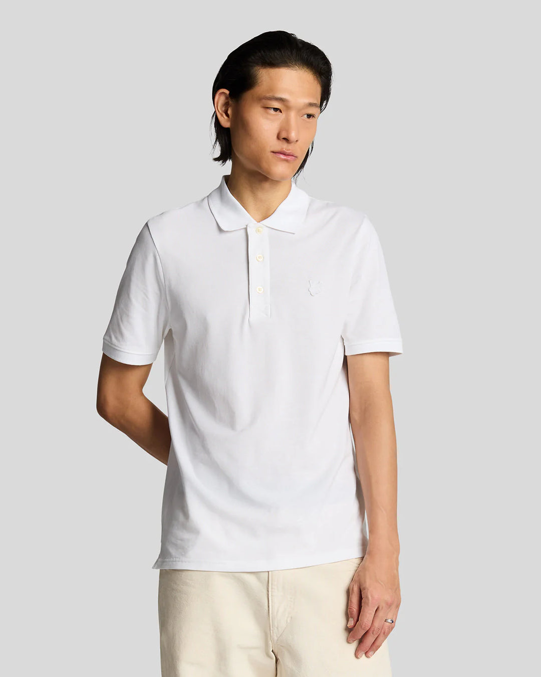 Lyle & Scott Tonal Eagle Superfine Polo Shirt White