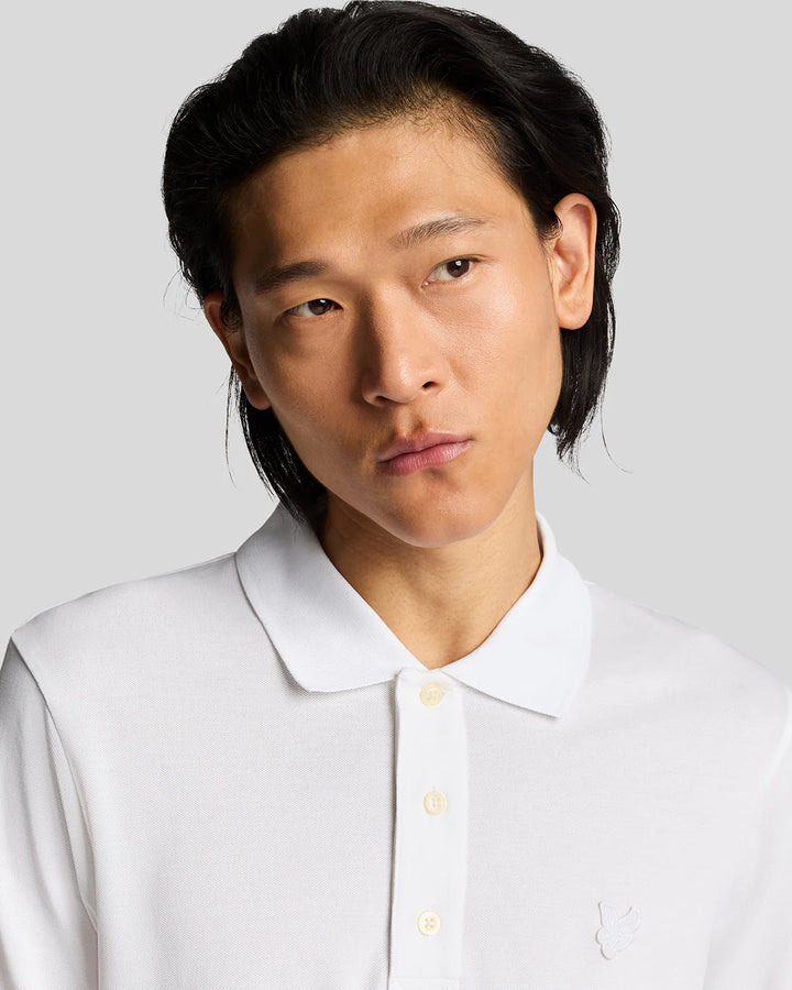 Lyle & Scott Tonal Eagle Superfine Polo Shirt White