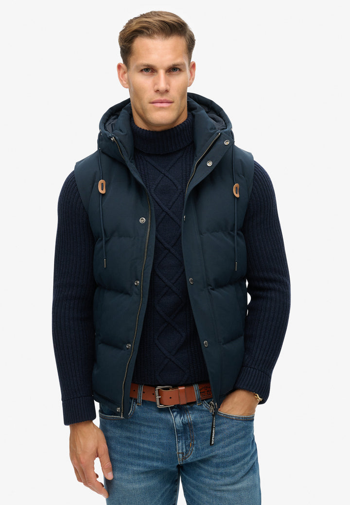 Superdry  Everest Hooded Puffer Gilet Navy