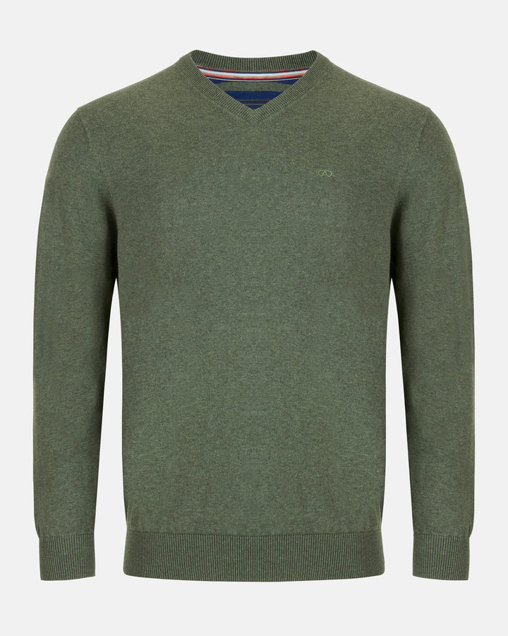 Andre Valencia V Neck Jumper Olive