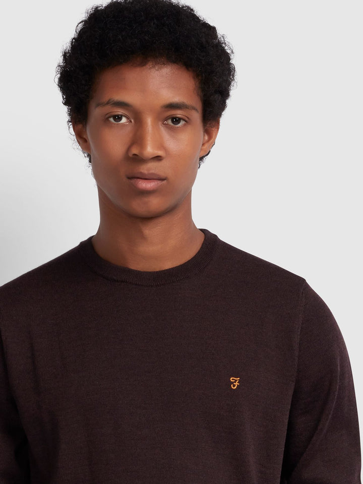 Farah Mullen Merino Wool Crew Neck Bordeaux