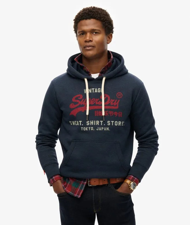 Superdry Vintage Logo Heritage Relaxed Hoodie Navy image 0