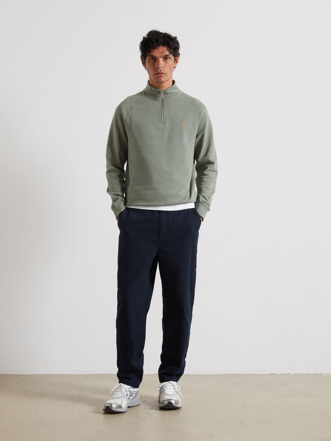 Farah Jim 1/4 Zip Sweatshirt Tarragon Green