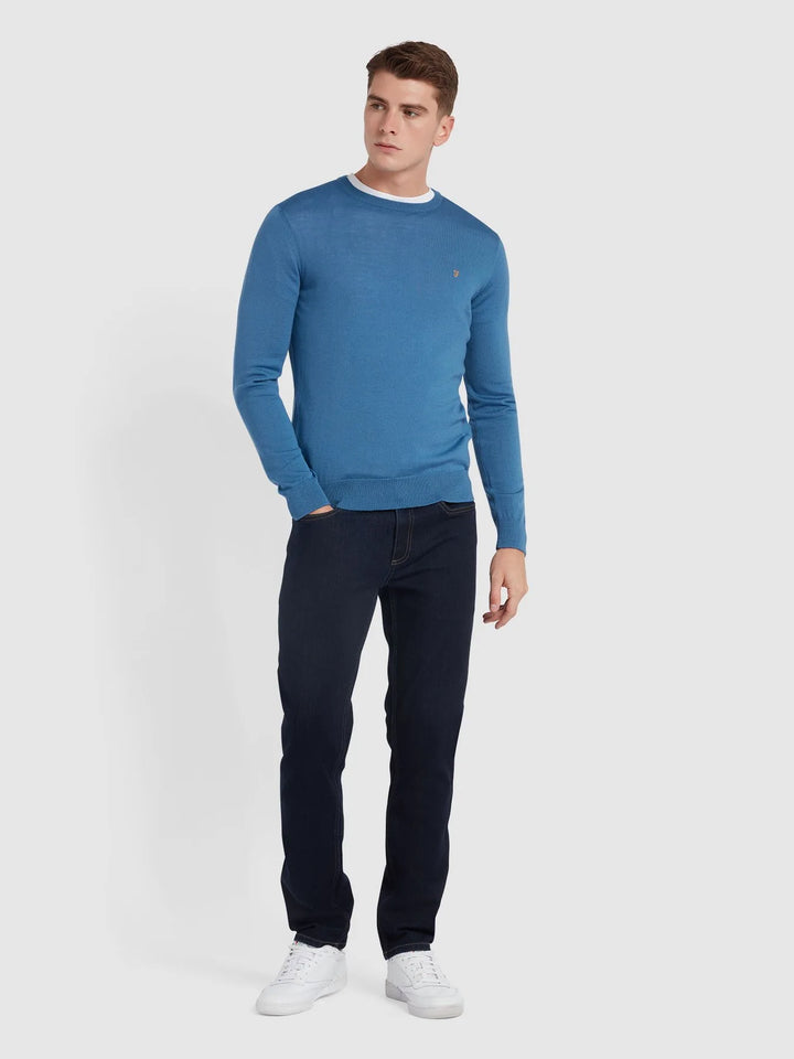 Farah Mullen Crew Neck Sweater Para Blue
