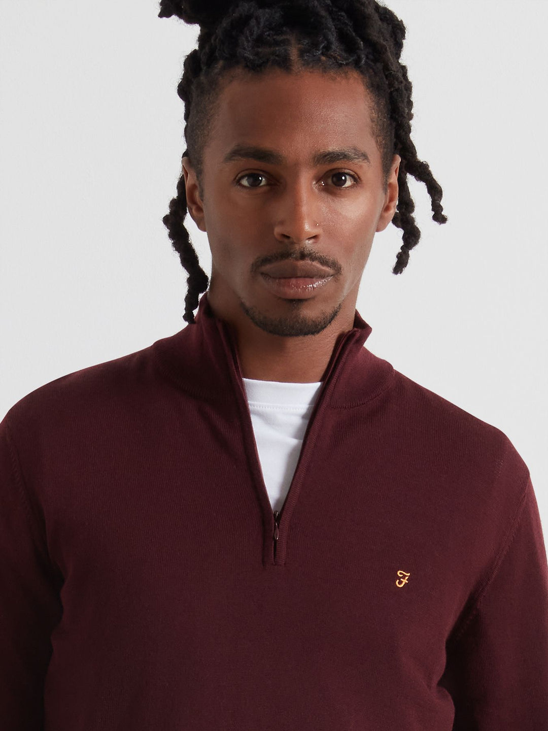Farah Merino Wool 1/4 Zip Bordeaux