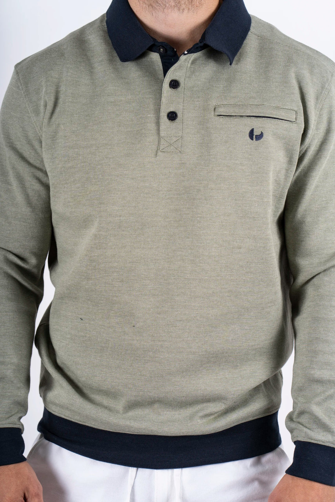 Pre End Rai Long Sleeve Sweat Polo Top Light Green image 2