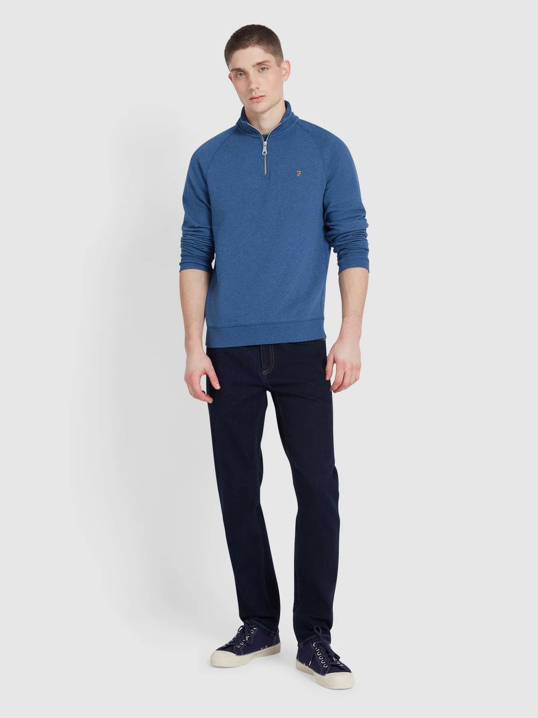 Farah Jim 1/4 Zip Sweatshirt Cold Metal Marl image 2