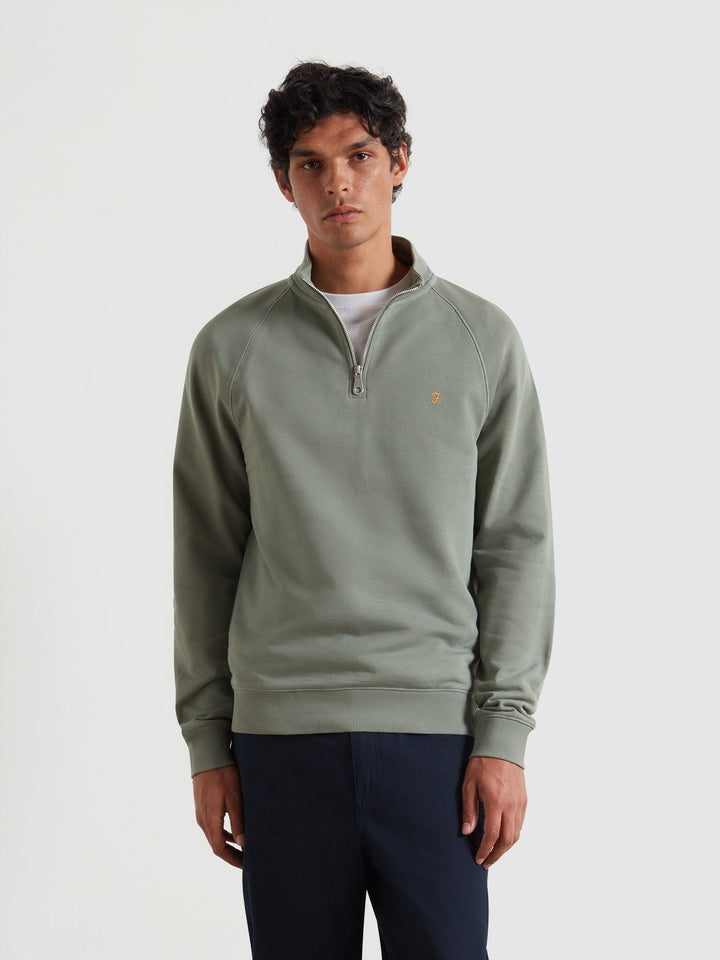 Farah Jim 1/4 Zip Sweatshirt Tarragon Green