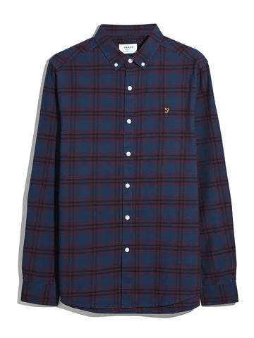 Farah Brewer Shirt Check Oxford Bordeaux