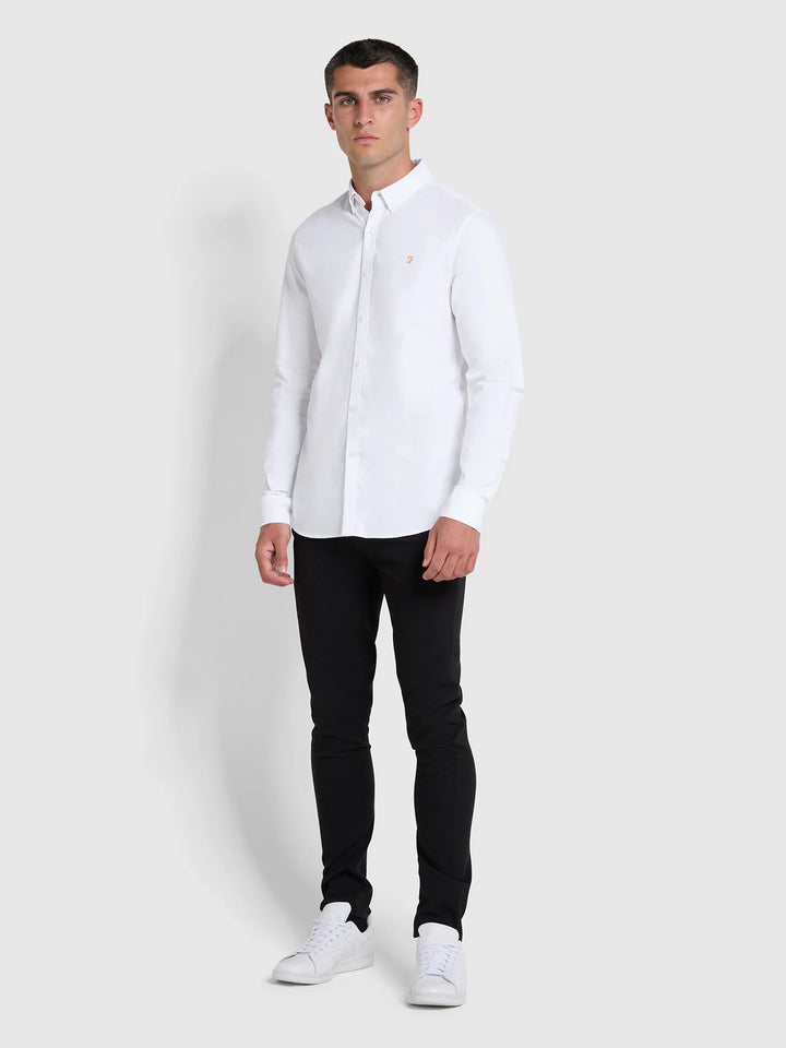 Farah Brewer Slim Fit Organic Cotton Oxford Shirt In White