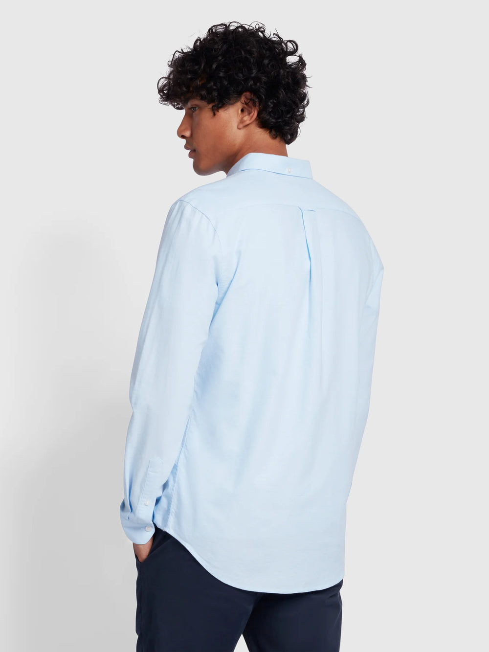 Farah Brewer Slim Fit Organic Cotton Oxford Shirt Sky Blue