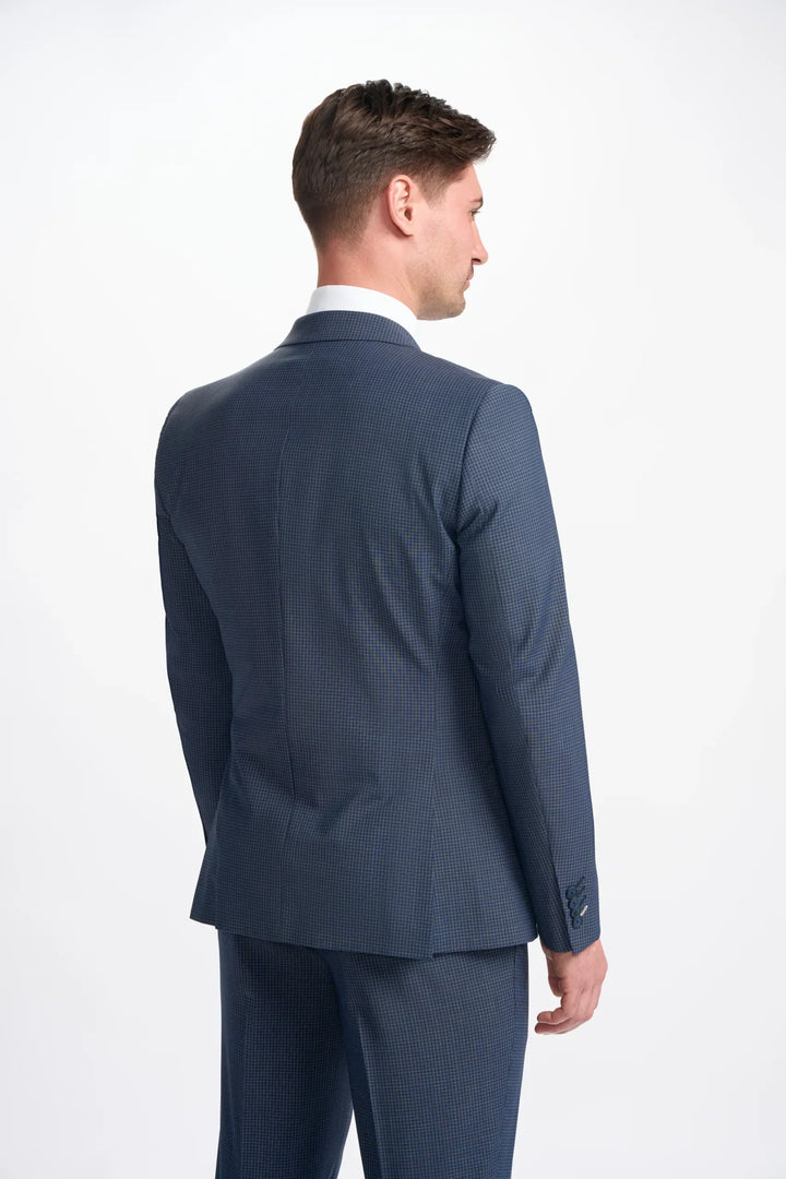 House Of Cavani Bond Navy Check Double Breasted Suit image 6