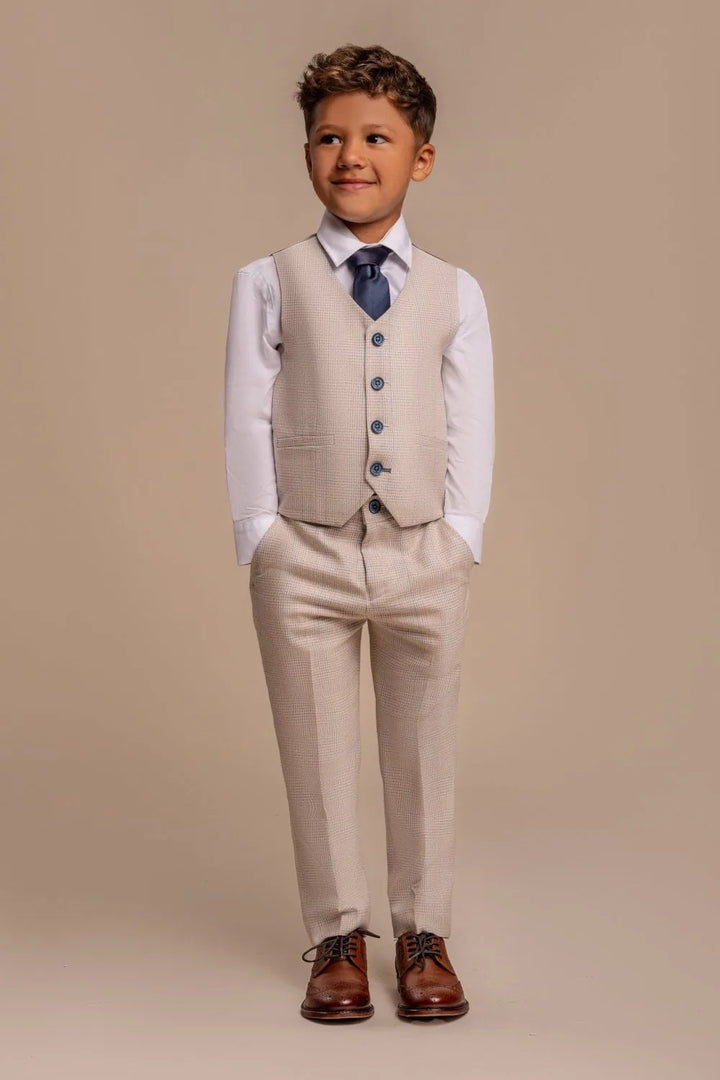House Of Cavani Caridi Beige Boys Suit