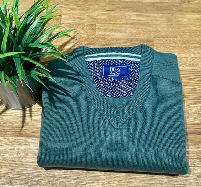 DG's Drifter V Neck Sweater Green