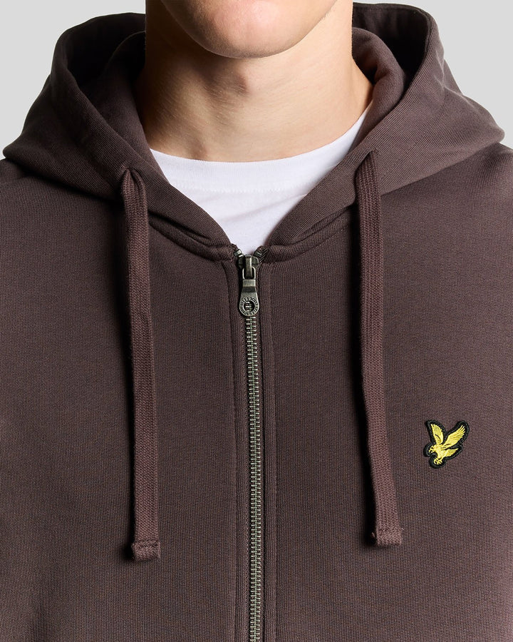 Lyle & Scott Loopback Cotton Fit Full Zip Hoodie Espresso