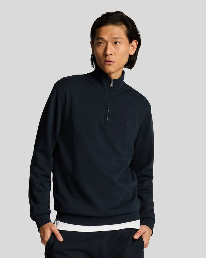Lyle & Scott Superfine Cotton 1/4 Zip Sweatshirt Dark Navy