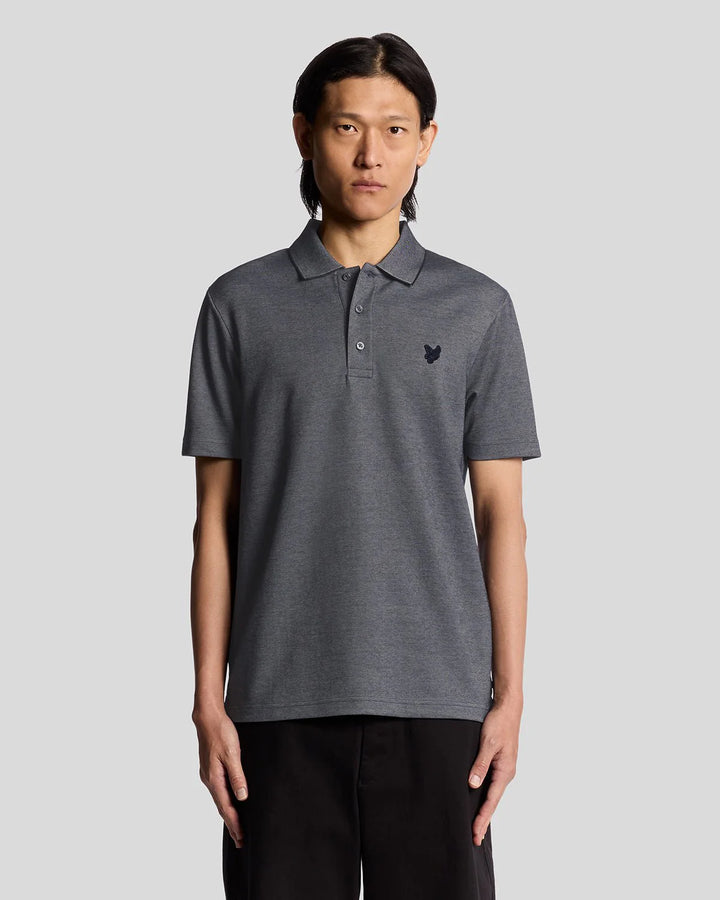 Lyle & Scott Two Tone Pique Polo Shirt Chambray Blue